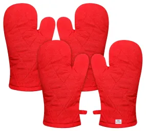 Heart Home Heat Resistant Cotton Kitchen Oven Mitt Microwave Gloves, Set of 2 (Red)-HS40HEARTH23975