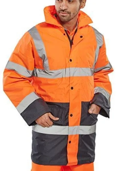 Hi Vis Two Tone Traffic Jacket Lined Waterproof Sml to 5XL- Beeswift Tjstt