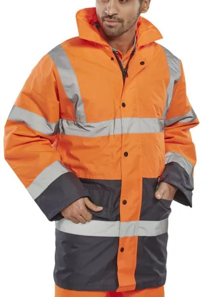 Hi Vis Two Tone Traffic Jacket Lined Waterproof Sml to 5XL- Beeswift Tjstt