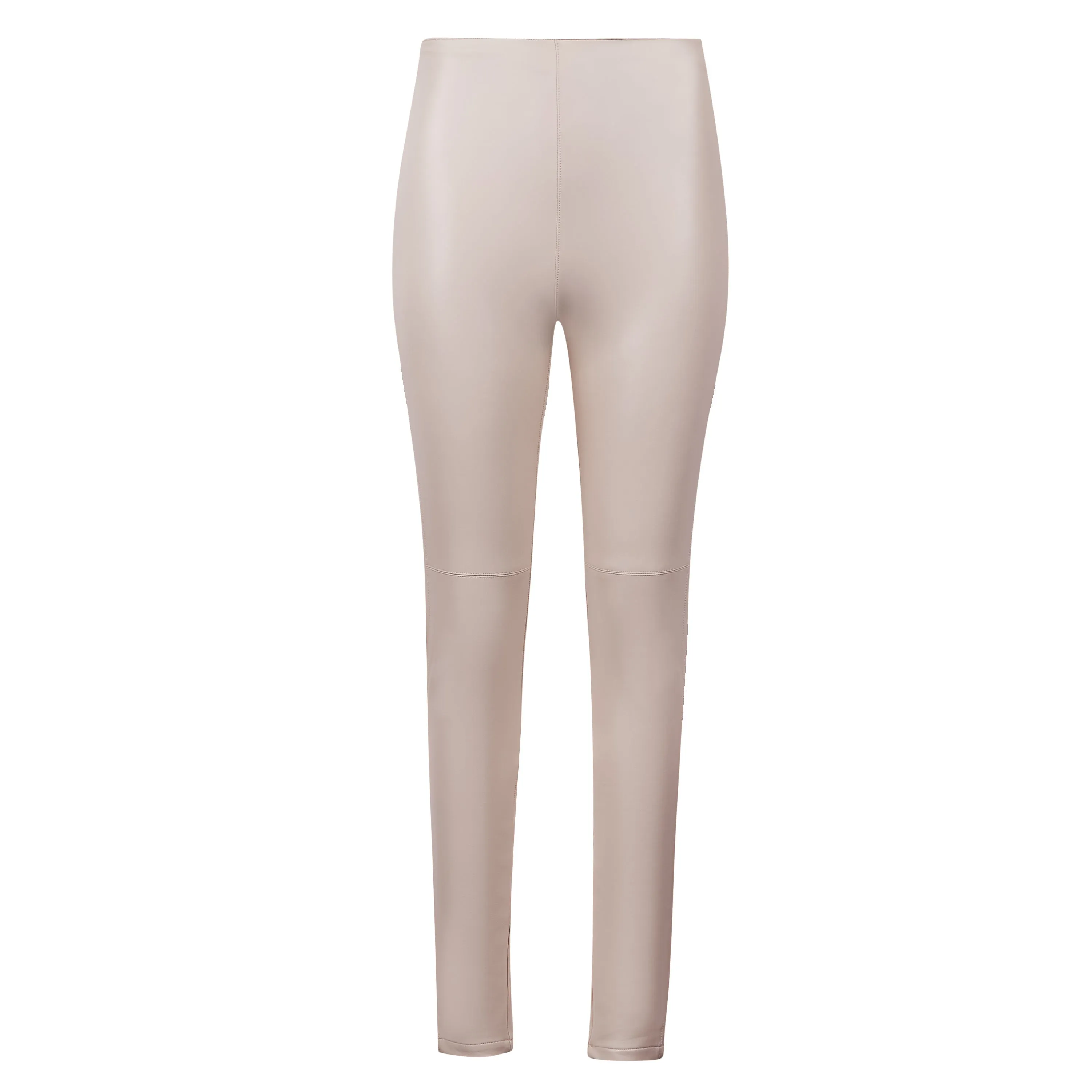 High Waisted Leather Leggings - Cream