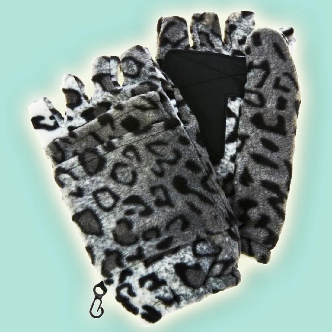 Hot Headz Polarex Fleece Glomitts - Trendy Snow Leopard Design for Winter