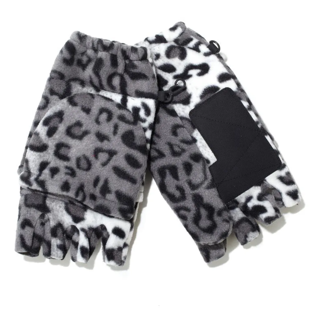 Hot Headz Polarex Fleece Glomitts - Trendy Snow Leopard Design for Winter