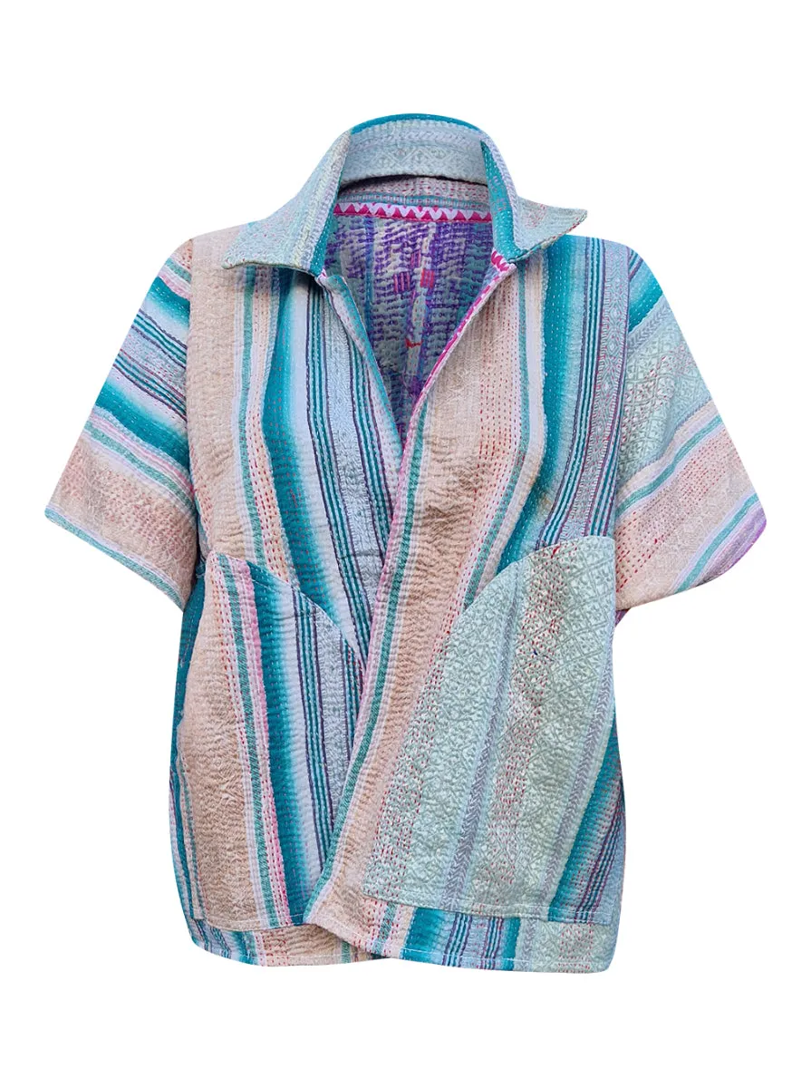 kantha reversible short poncho sita