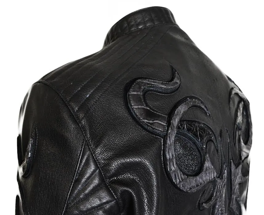 Kashani Orion Stingray/Calf/Gator Leather Biker Jacket