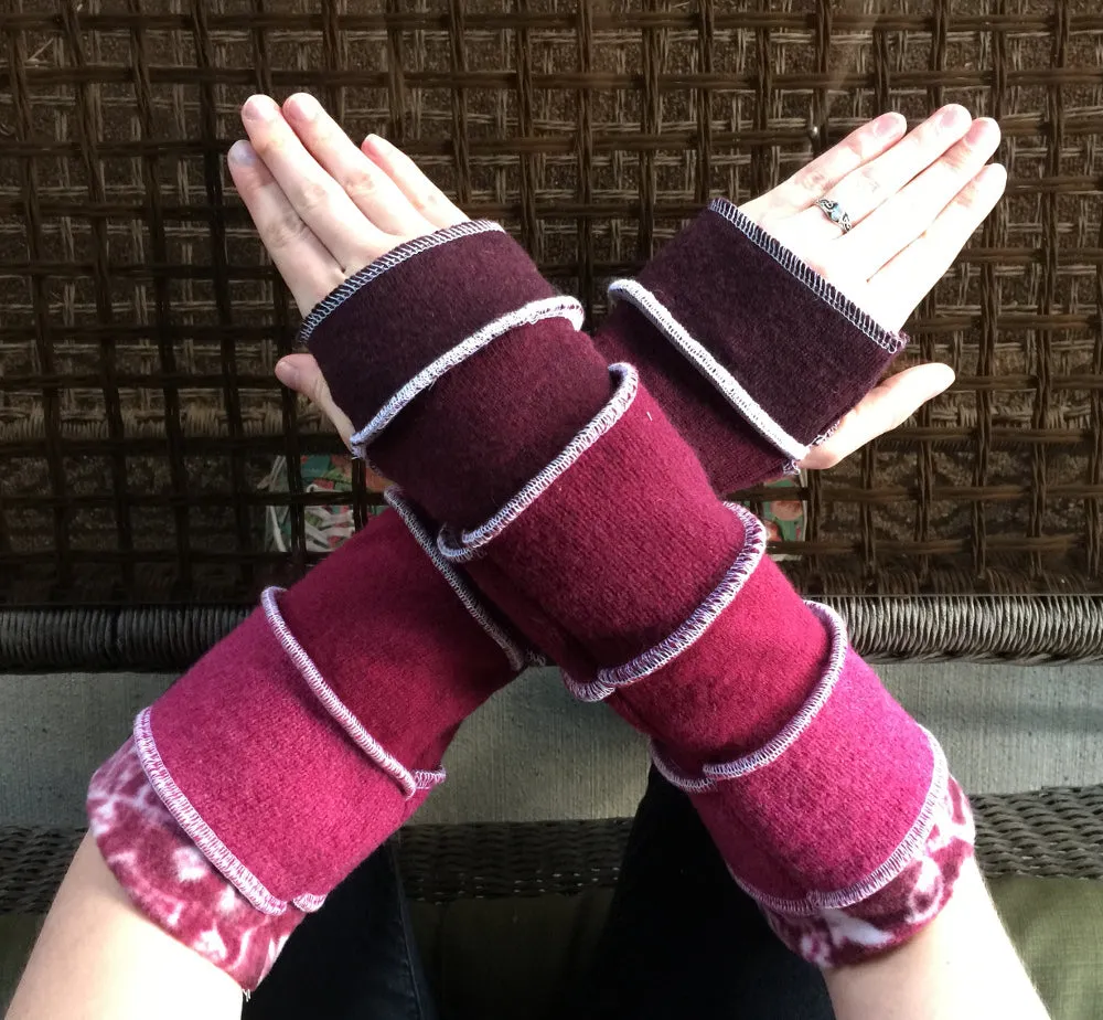 Katwise inspired needle-felted berry upcycled sweater arm warmers-1306