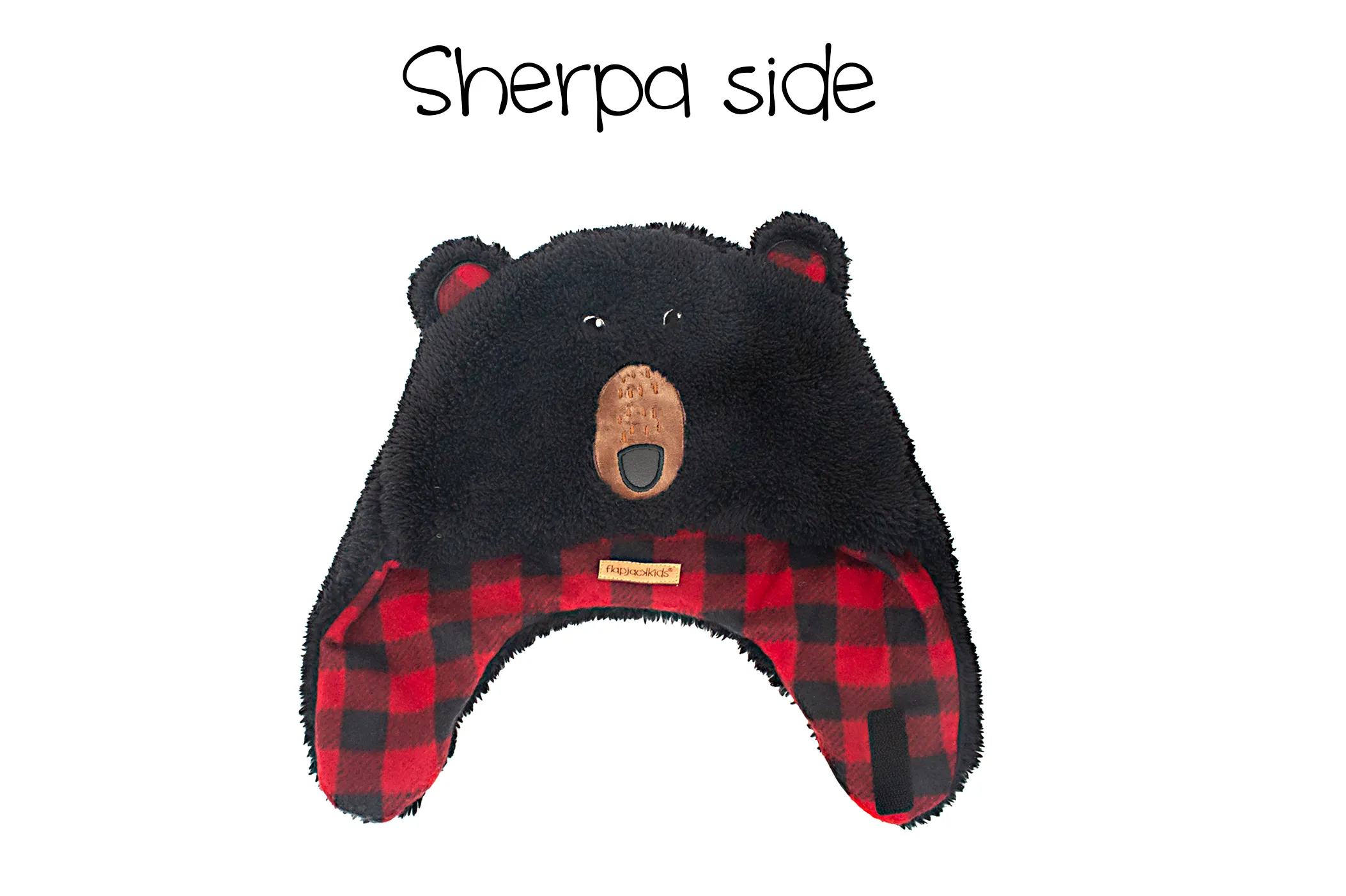 Kids & Baby Reversible Sherpa Hat - Black Bear & Monkey