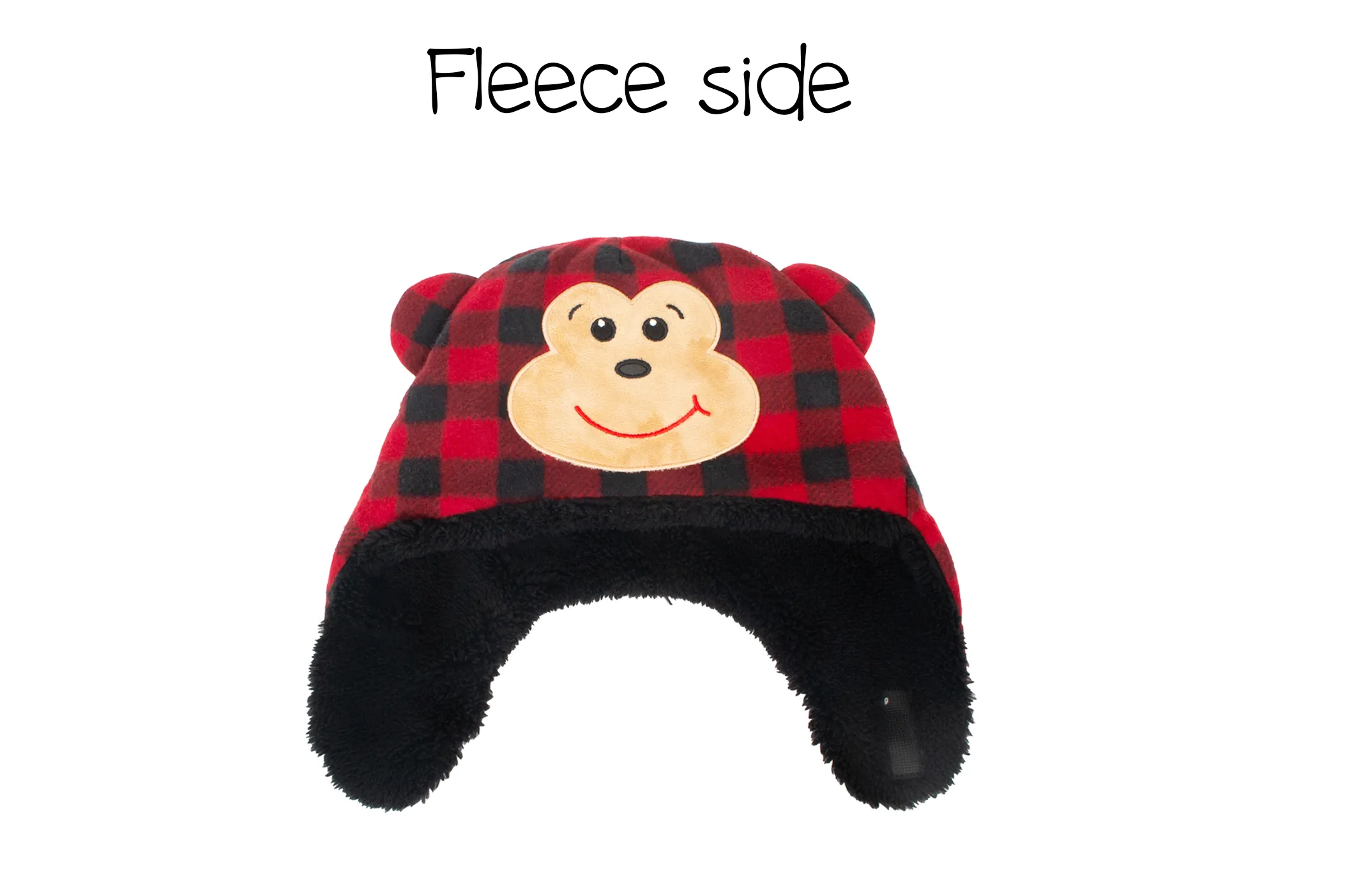 Kids & Baby Reversible Sherpa Hat - Black Bear & Monkey