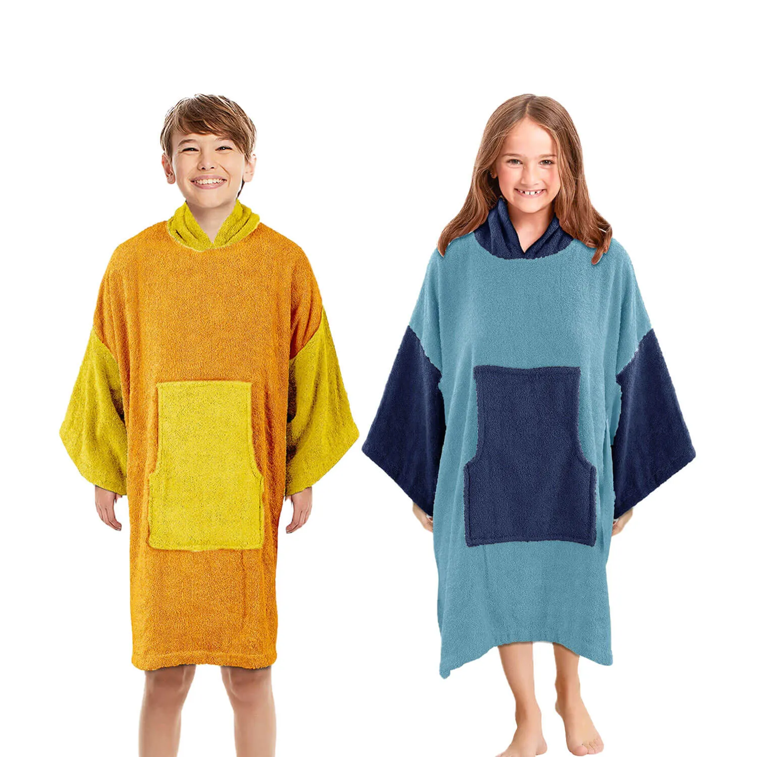 Kids Long Sleeve Poncho Towel - 100% Cotton