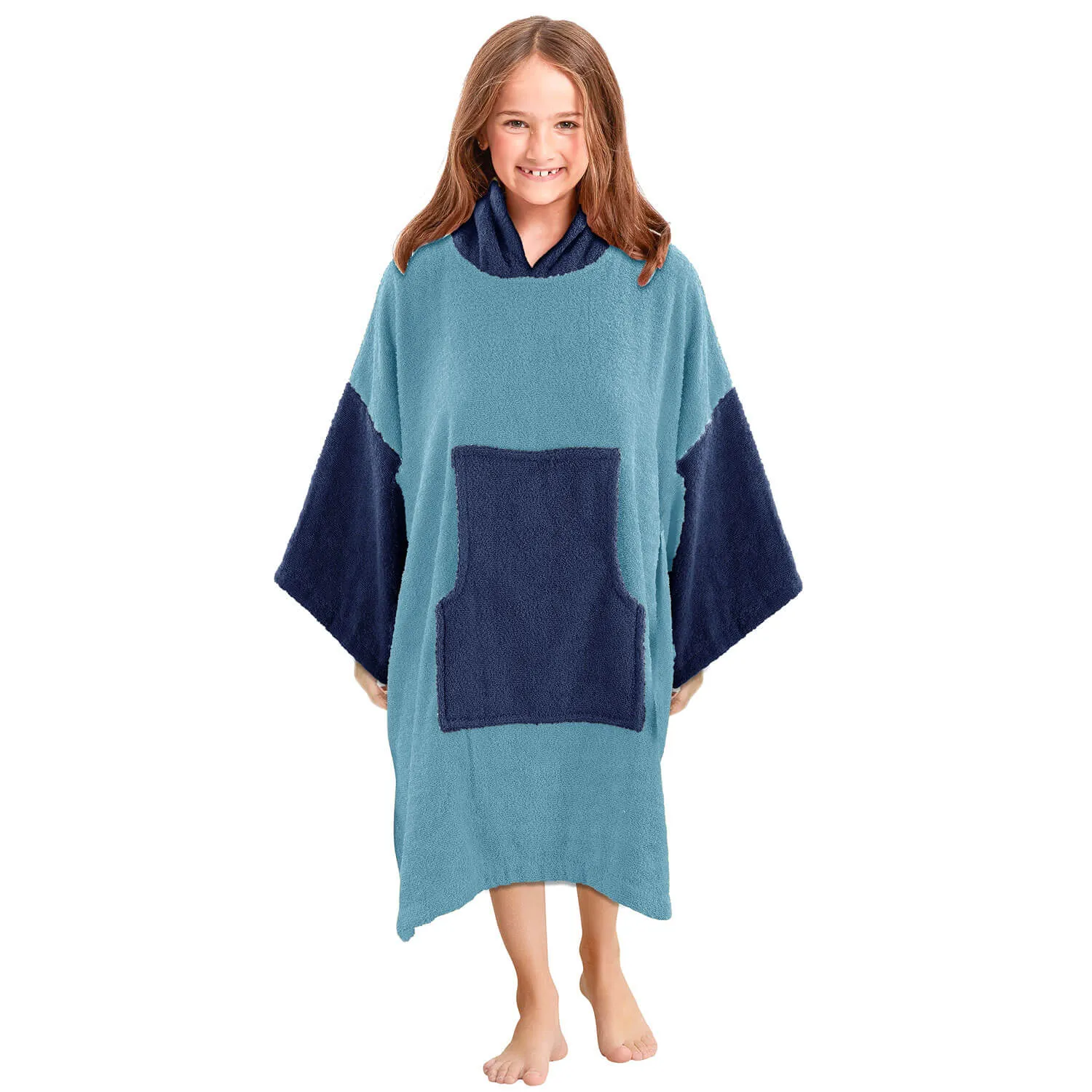 Kids Long Sleeve Poncho Towel - 100% Cotton