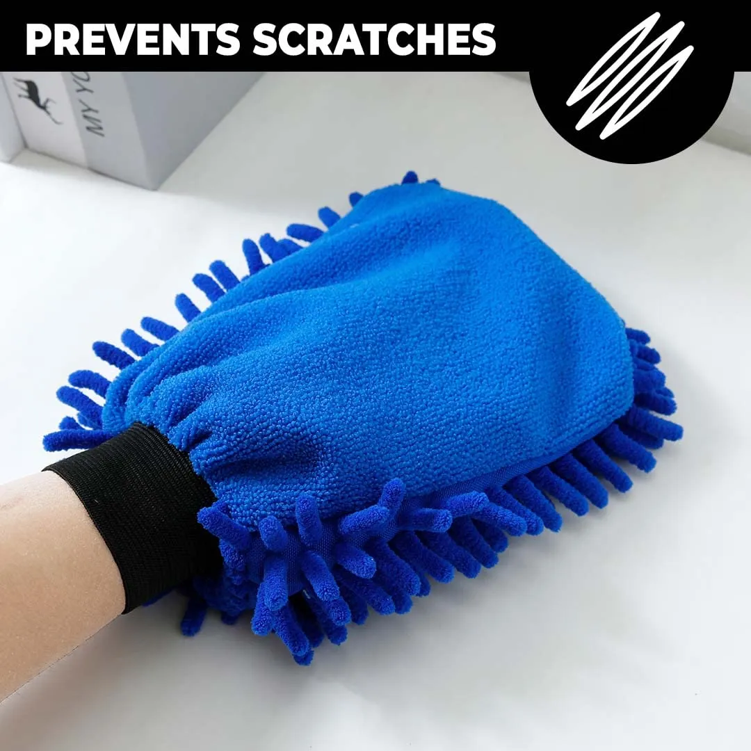 Kuber Industries Gloves | Microfiber Cleaning Gloves | Chenille Mitts for Kitchen | Hand Duster for Kitchen | 1000 GSM Hand Gloves | Double Sided Gloves | SHXNEFSST2 | Pack of 4 | Blue