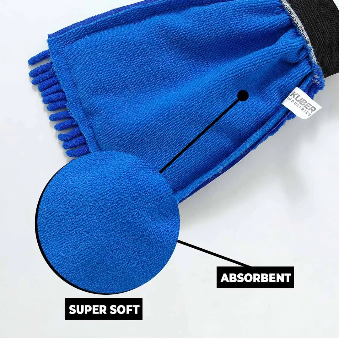 Kuber Industries Gloves | Microfiber Cleaning Gloves | Chenille Mitts for Kitchen | Hand Duster for Kitchen | 1000 GSM Hand Gloves | Double Sided Gloves | SHXNEFSST2 | Pack of 4 | Blue