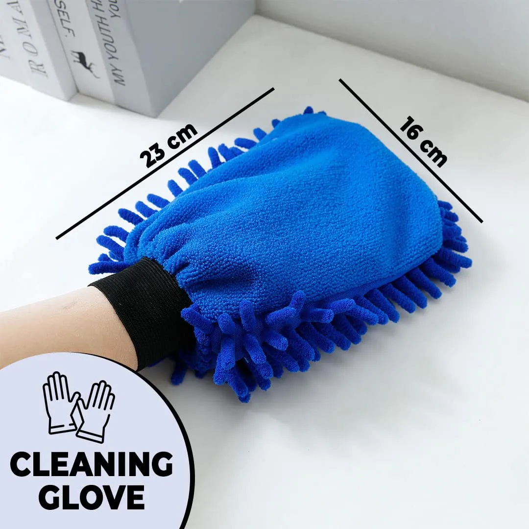 Kuber Industries Gloves | Microfiber Cleaning Gloves | Chenille Mitts for Kitchen | Hand Duster for Kitchen | 1000 GSM Hand Gloves | Double Sided Gloves | SHXNEFSST2 | Pack of 4 | Blue