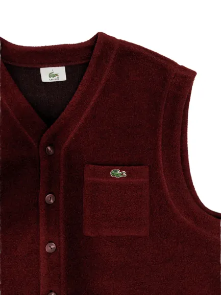 [L] Lacoste Maroon Fleece Vest