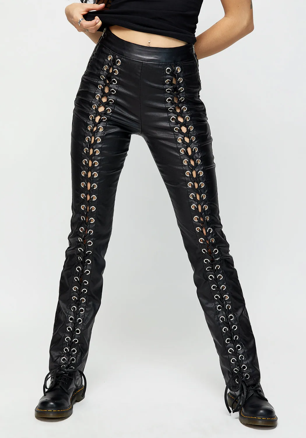 Laced Leg Detail Bootcut Pants