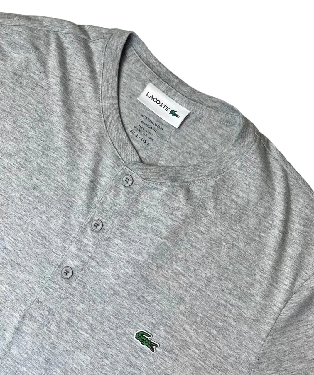 Lacoste Mens Henley Neck Pima Cotton T-Shirt - Ocean / Silver Chine - TH0884-51