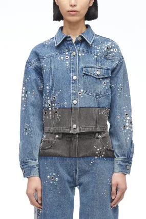 Liberty Embellished Cropped Denim Jacket