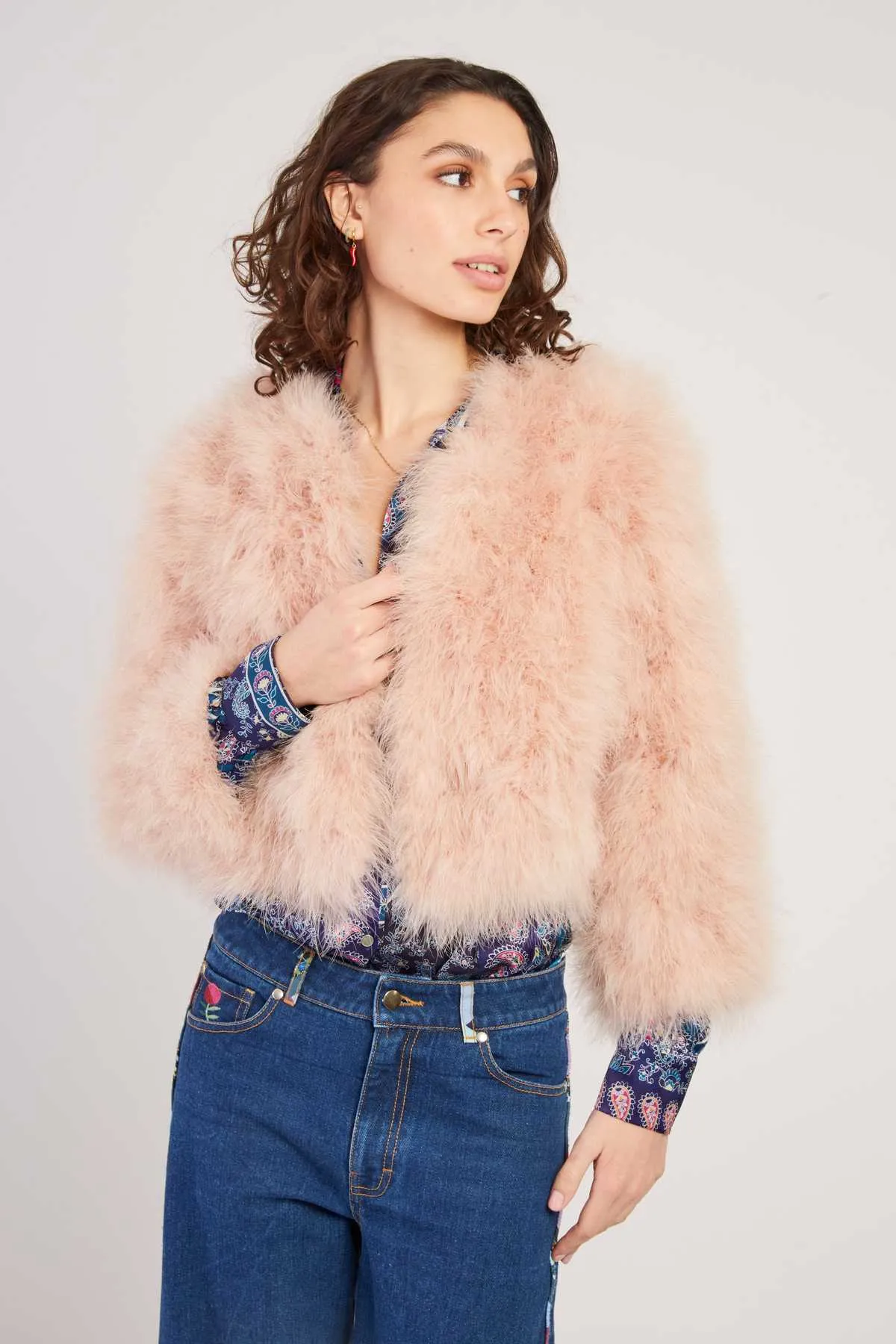 Linette Feather Jacker -Blush