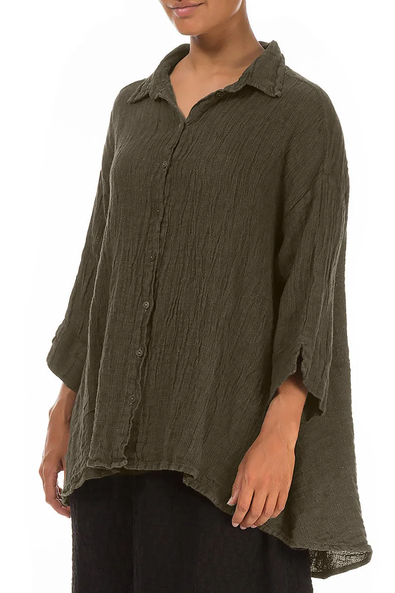 Loose Silver Sage Mélange Linen Shirt