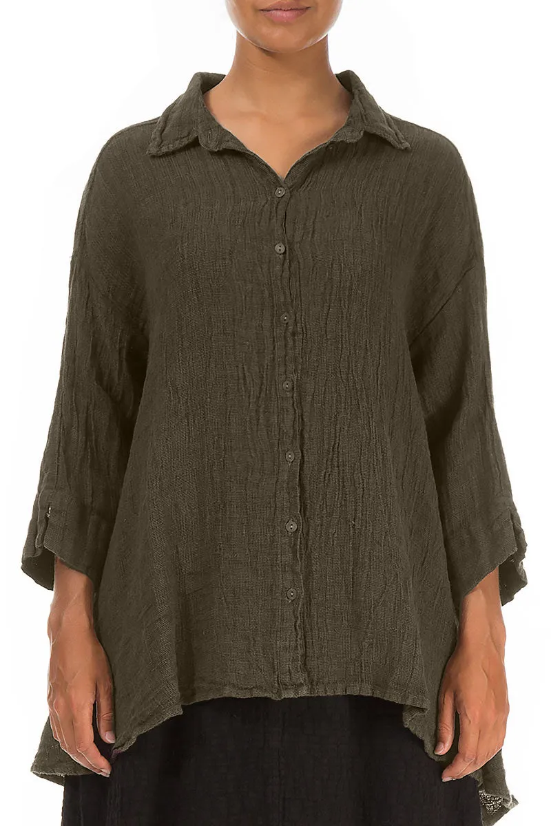 Loose Silver Sage Mélange Linen Shirt