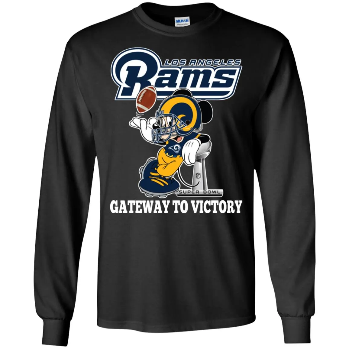 Los Angeles Rams Gateway To Victory Super Bowl 2019 Mickey Mouse Football Nfl Men Long Sleeve Shirt