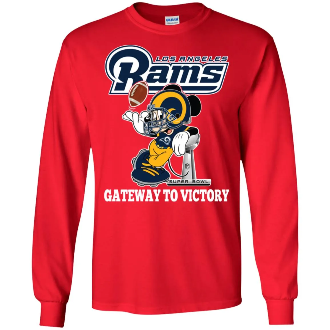 Los Angeles Rams Gateway To Victory Super Bowl 2019 Mickey Mouse Football Nfl Men Long Sleeve Shirt