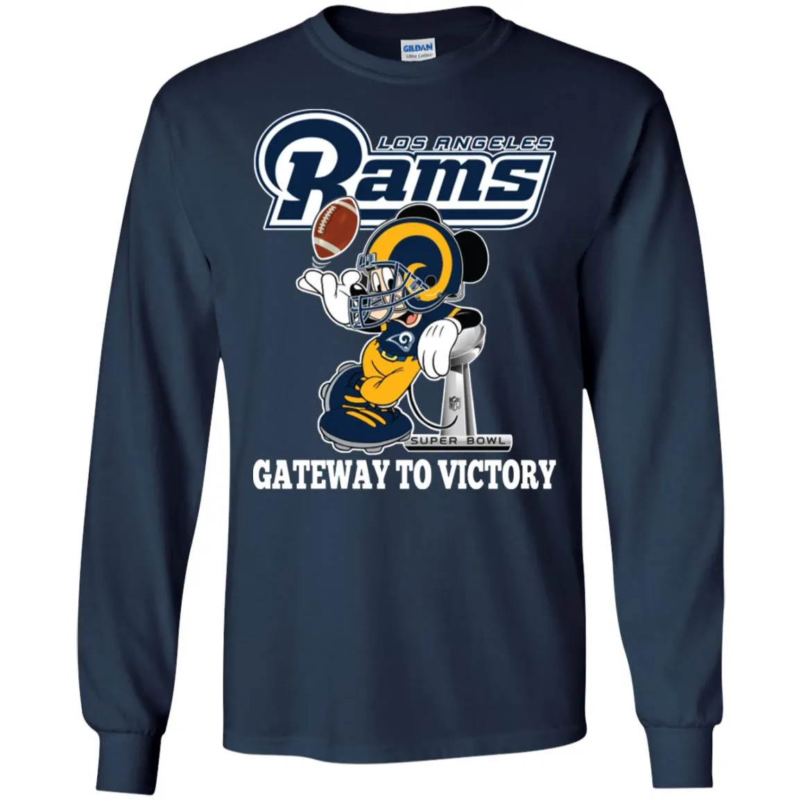 Los Angeles Rams Gateway To Victory Super Bowl 2019 Mickey Mouse Football Nfl Men Long Sleeve Shirt