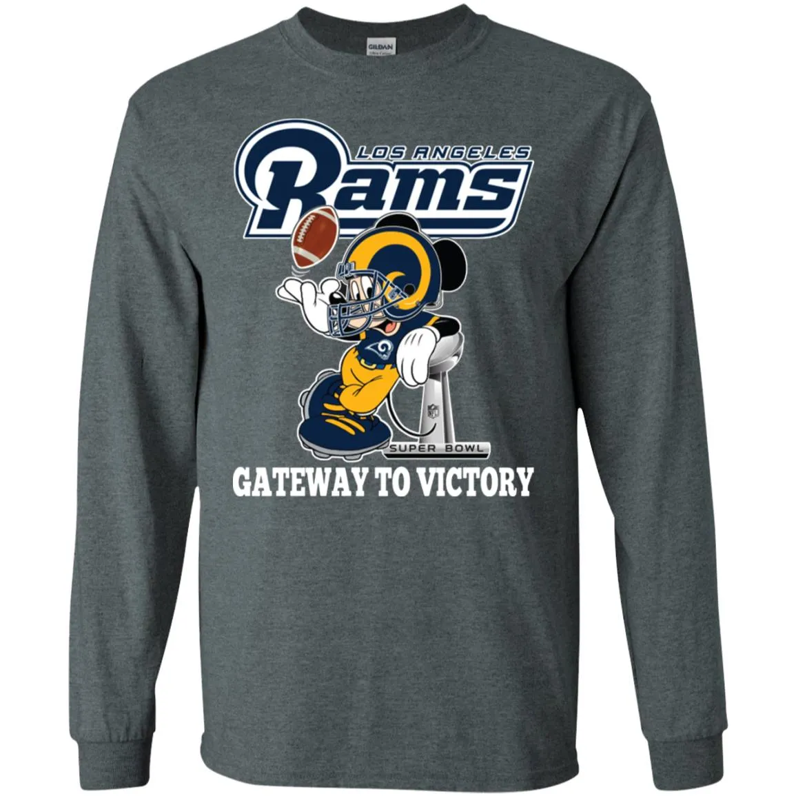 Los Angeles Rams Gateway To Victory Super Bowl 2019 Mickey Mouse Football Nfl Men Long Sleeve Shirt