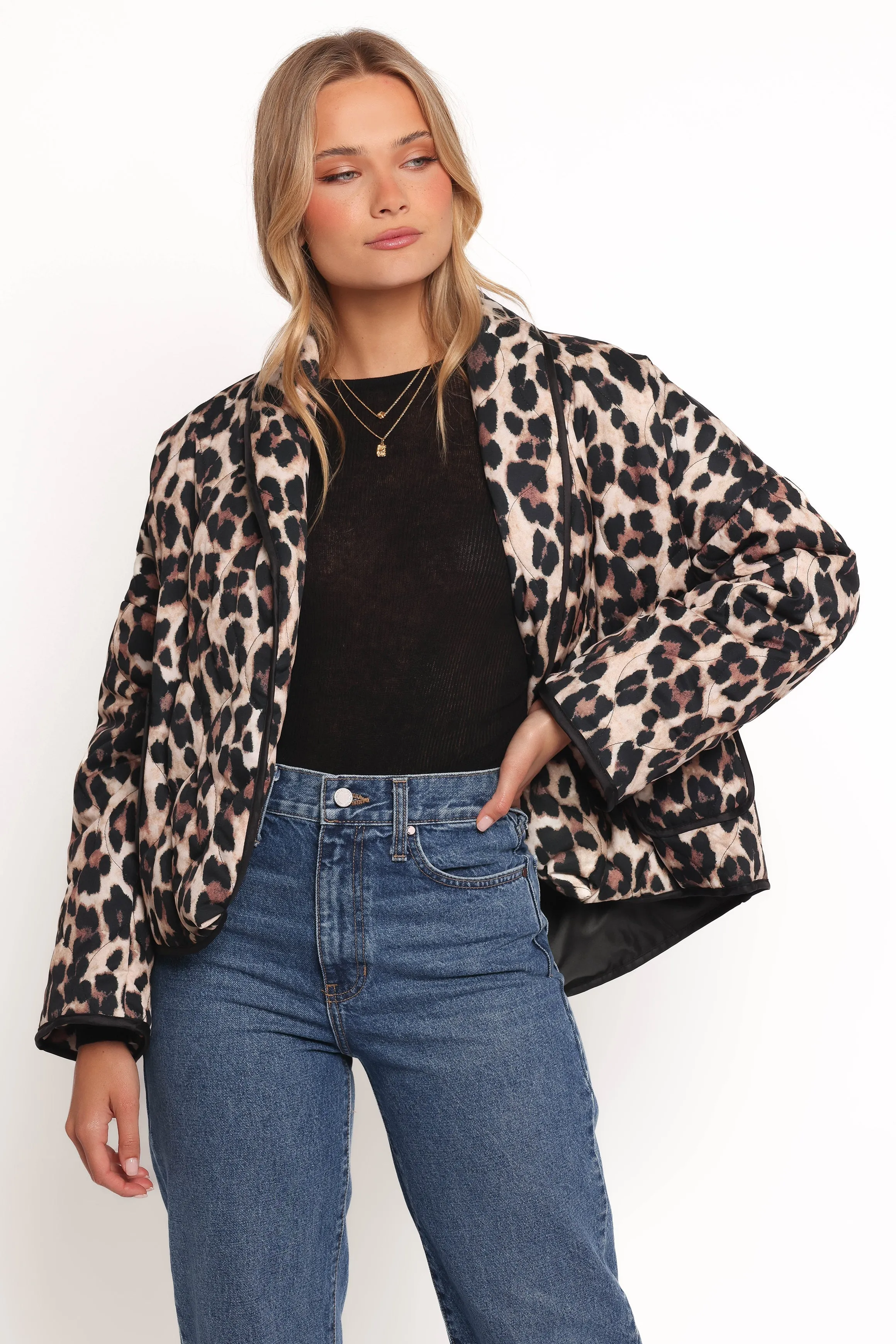 Marcos Leopard Print Quilted Jacket - Leopard