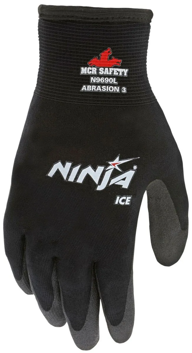 MCR Safety Ninja Ice N9690 15 Gauge Coated Insulated Work Gloves, Black