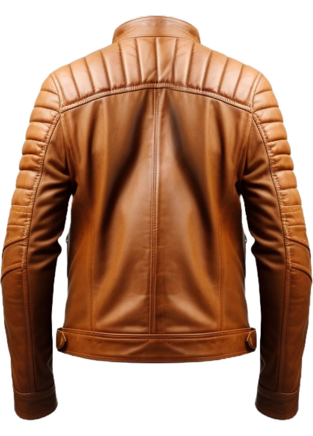 Men Tan Leather Biker Jacket - Leather Jacket for Men