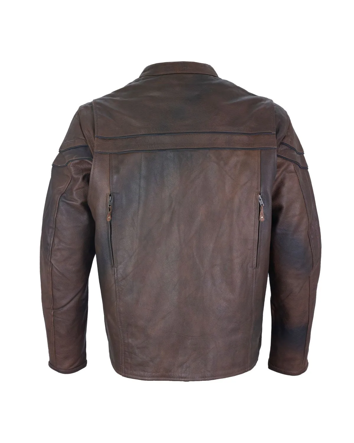 Men's Brown Naked Cowhide Leather Jacket