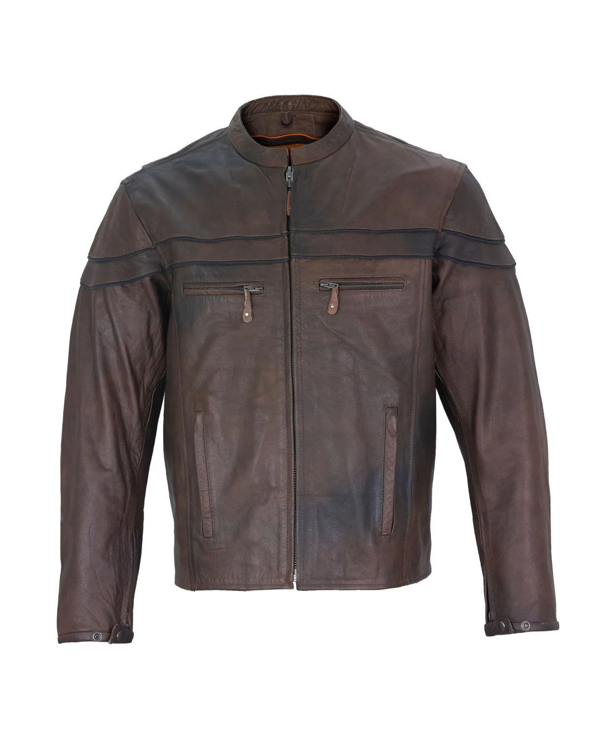 Men's Brown Naked Cowhide Leather Jacket