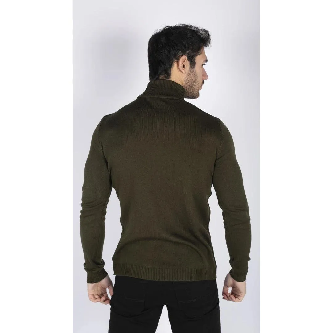 Mens Polar Neck Jumper Roll Neck High Turtle Neck Slim Fit Light Weight