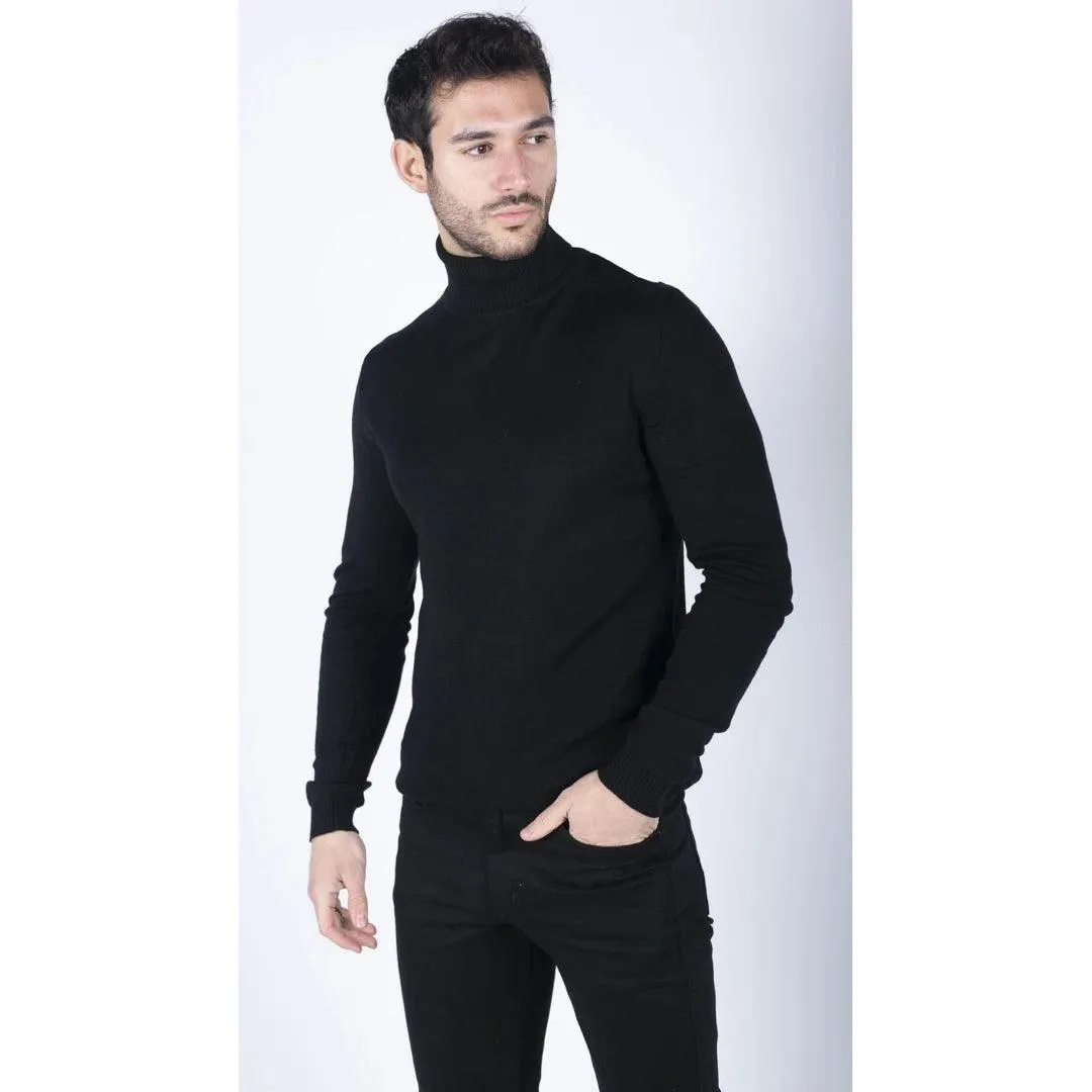 Mens Polar Neck Jumper Roll Neck High Turtle Neck Slim Fit Light Weight