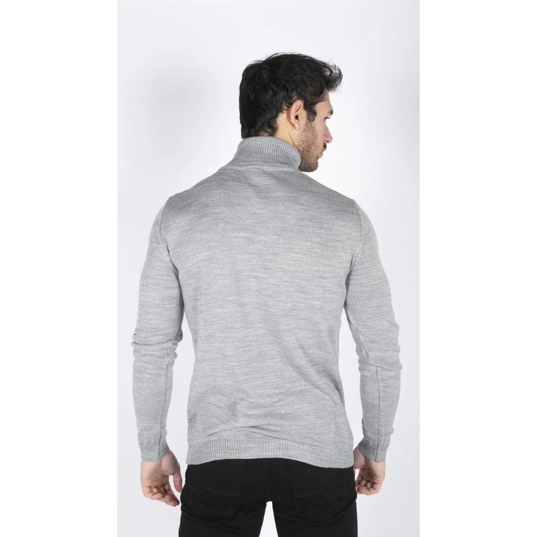 Mens Polar Neck Jumper Roll Neck High Turtle Neck Slim Fit Light Weight