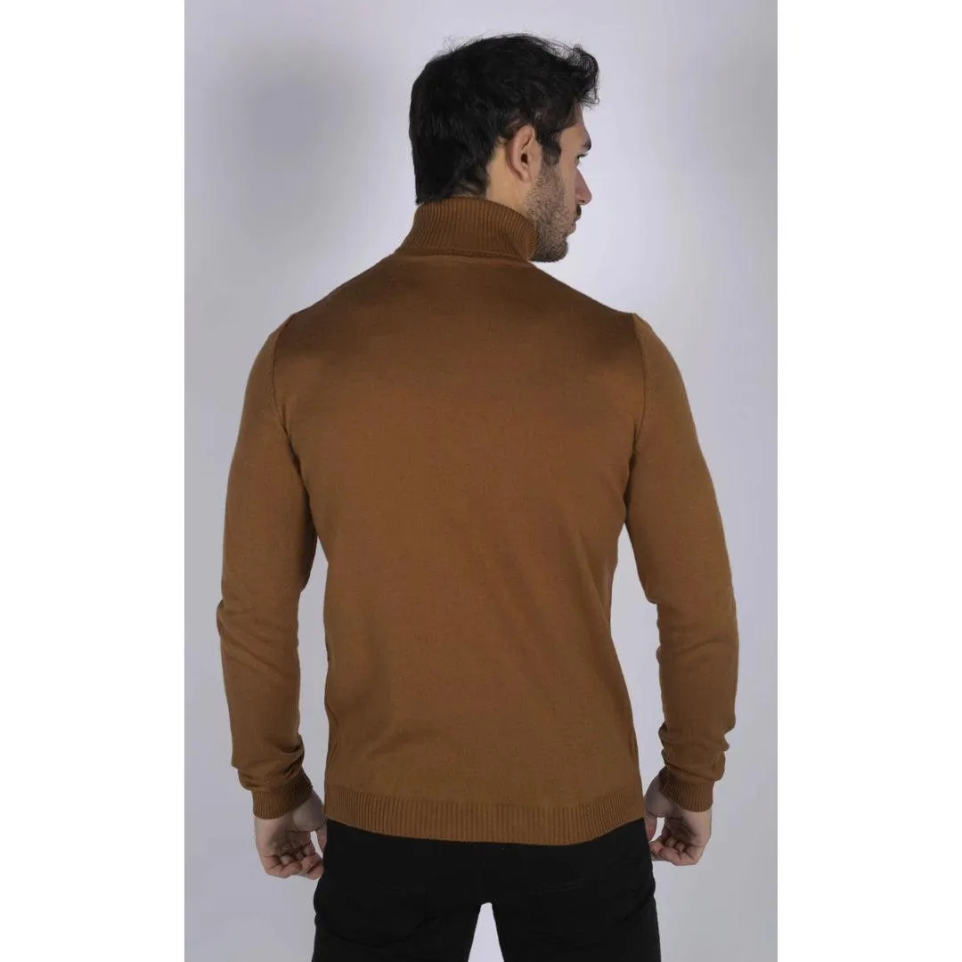 Mens Polar Neck Jumper Roll Neck High Turtle Neck Slim Fit Light Weight