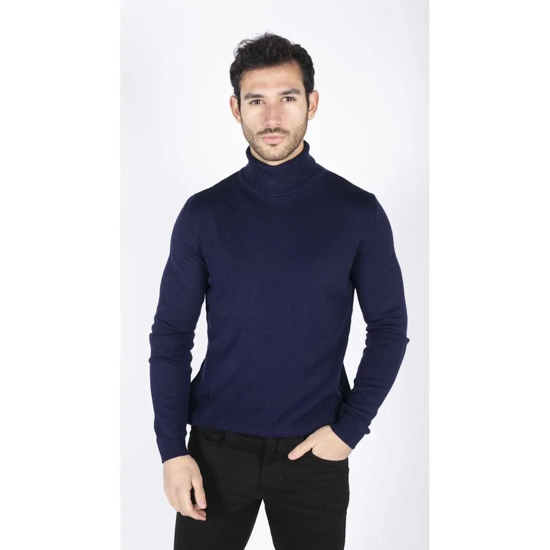 Mens Polar Neck Jumper Roll Neck High Turtle Neck Slim Fit Light Weight