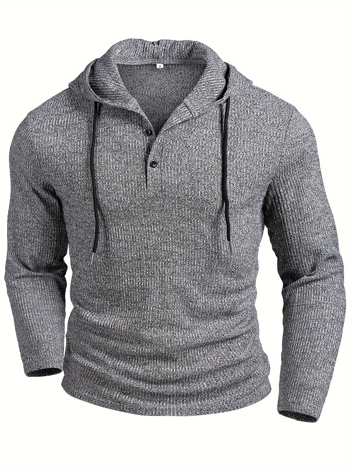 Men's Stylish Ribbed Long Sleeve Henley Shirt - Soft, Breathable, and Warm Casual Top with Trendy Buttons for Autumn and Winter - Perfect for Outdoor Activities and Daily Wear