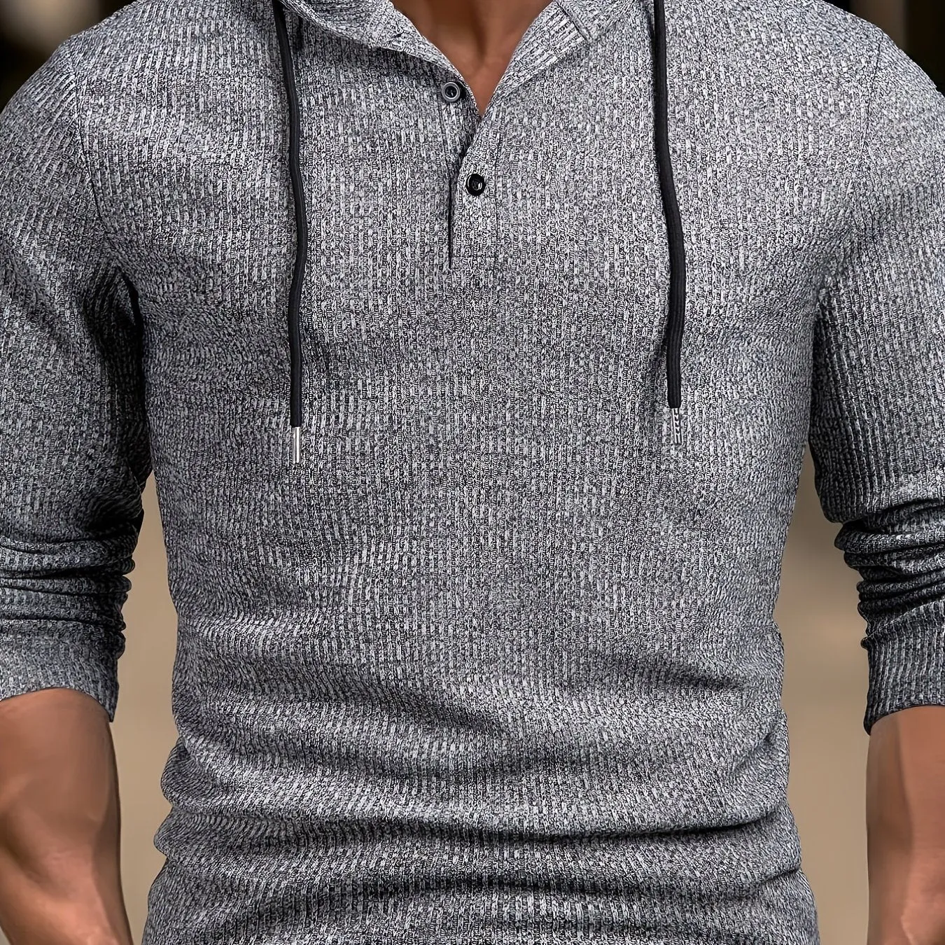 Men's Stylish Ribbed Long Sleeve Henley Shirt - Soft, Breathable, and Warm Casual Top with Trendy Buttons for Autumn and Winter - Perfect for Outdoor Activities and Daily Wear