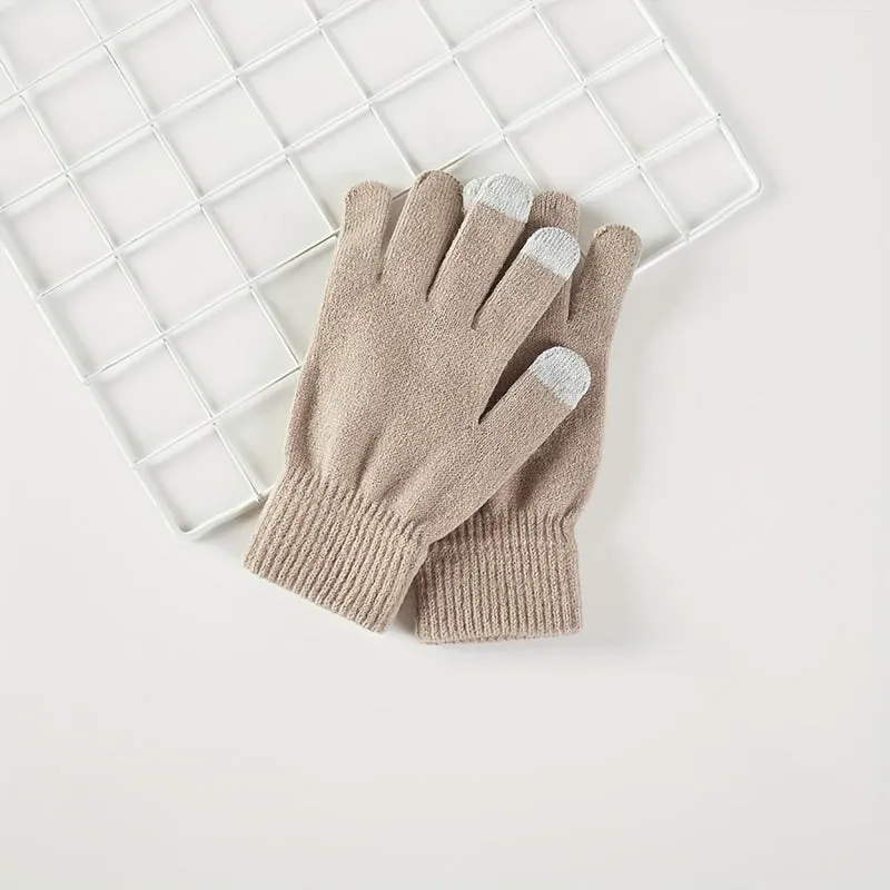 Mens Thickened Knitted Fullfinger Warm Gloves  Perfect Gift