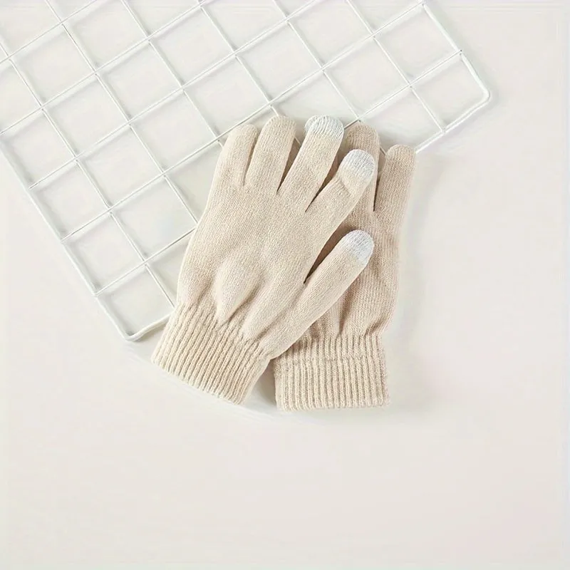 Mens Thickened Knitted Fullfinger Warm Gloves  Perfect Gift