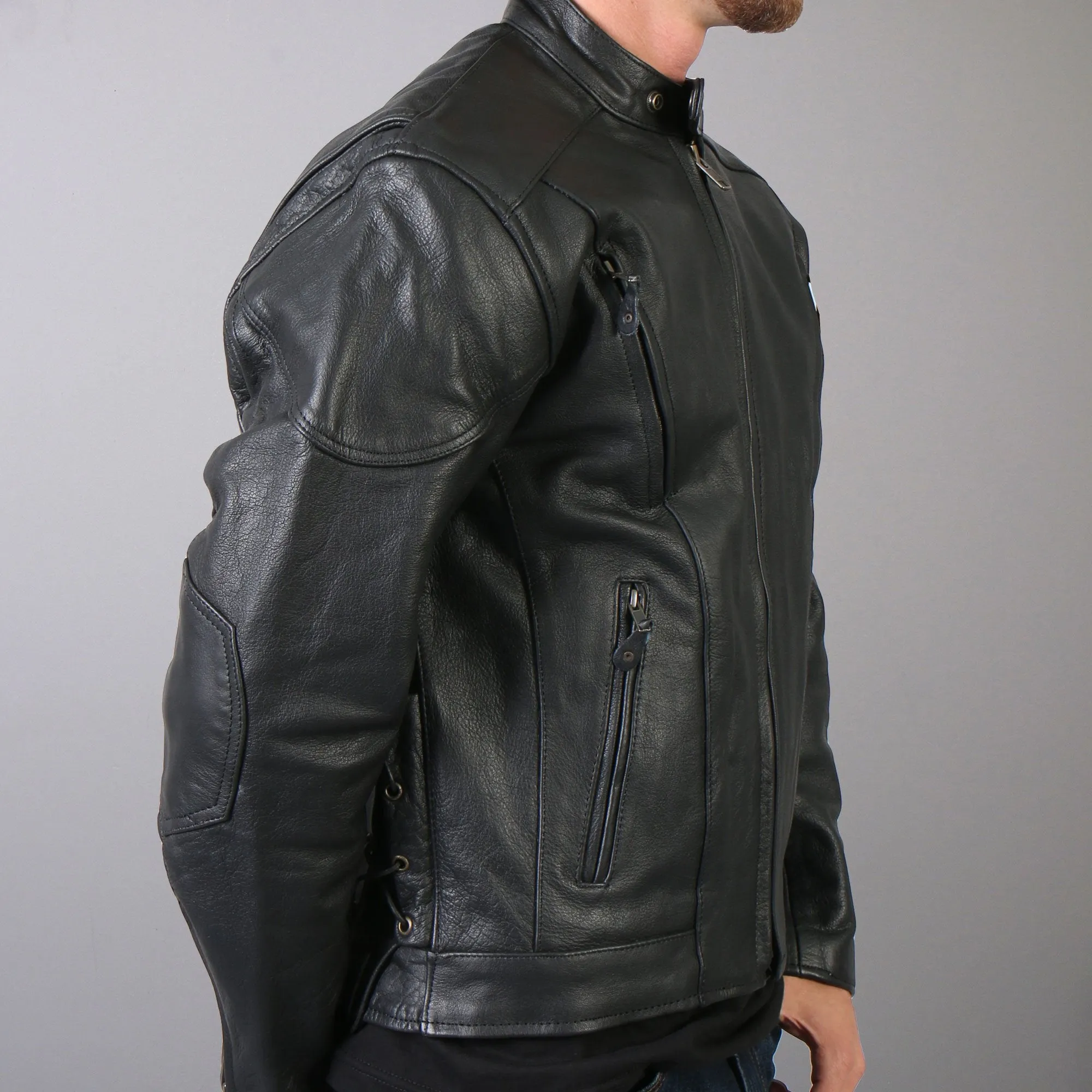 Men's Vented Leather Jacket, JKM1010-HL