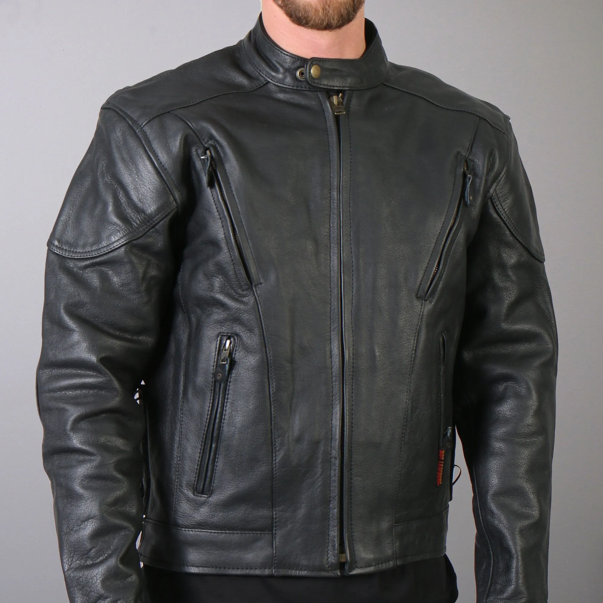 Men's Vented Leather Jacket, JKM1010-HL