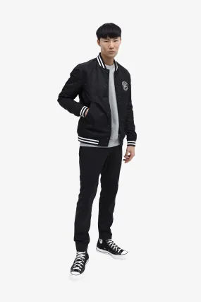 Men's Woven Satin Logo Stadium Jacket