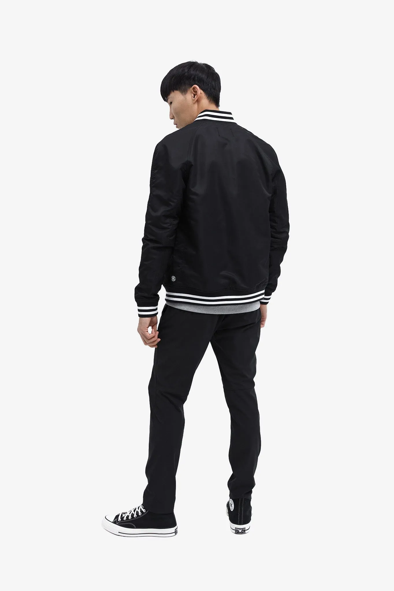 Men's Woven Satin Logo Stadium Jacket