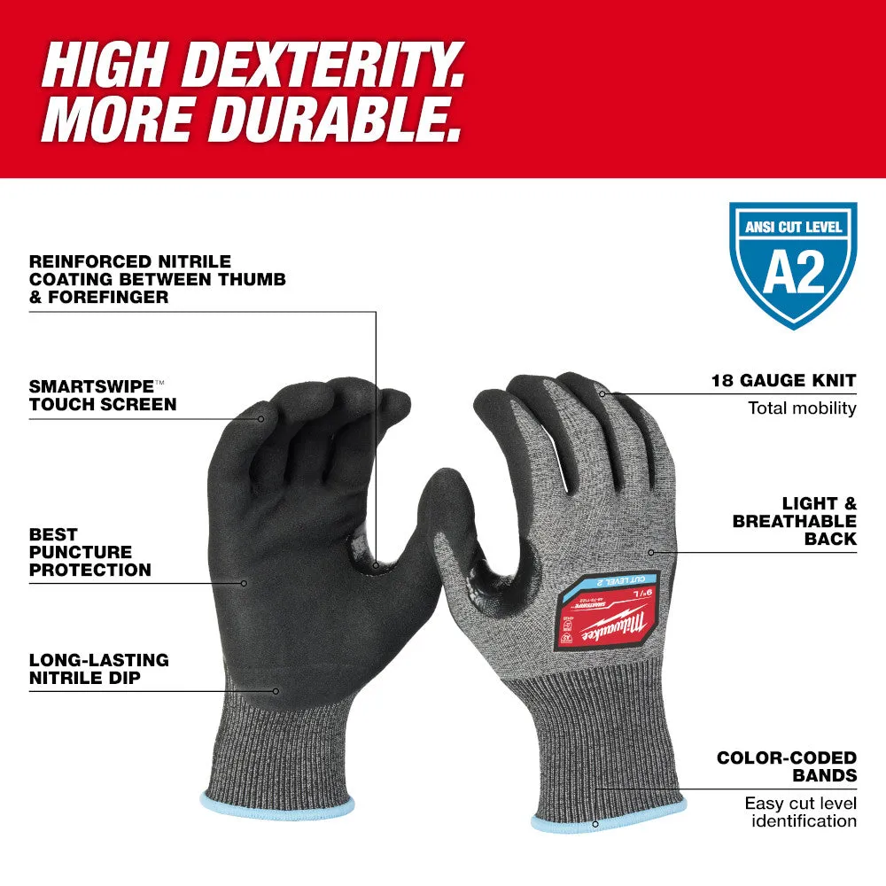 Milwaukee 48-73-7122 Cut Level 2 High-Dexterity Nitrile Dipped Gloves - L