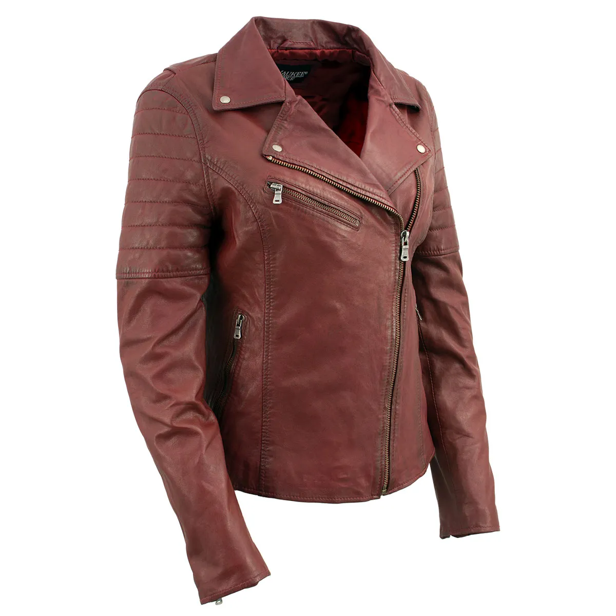 Milwaukee Leather Red Vintage Motorcycle Inspired Vegan Tan Fashion