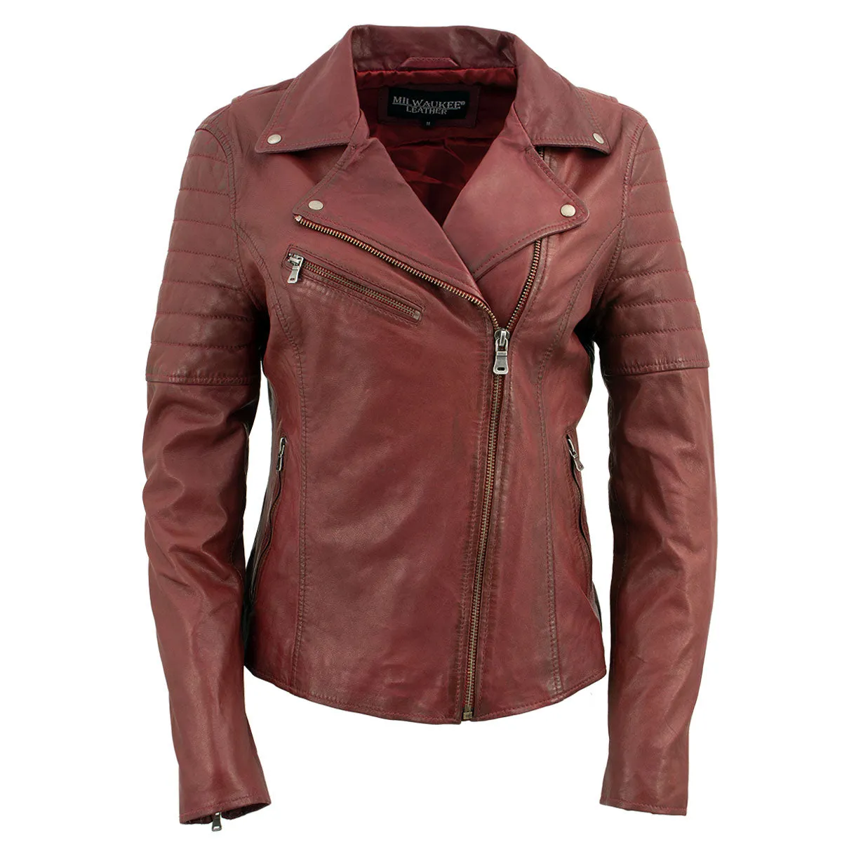 Milwaukee Leather Red Vintage Motorcycle Inspired Vegan Tan Fashion