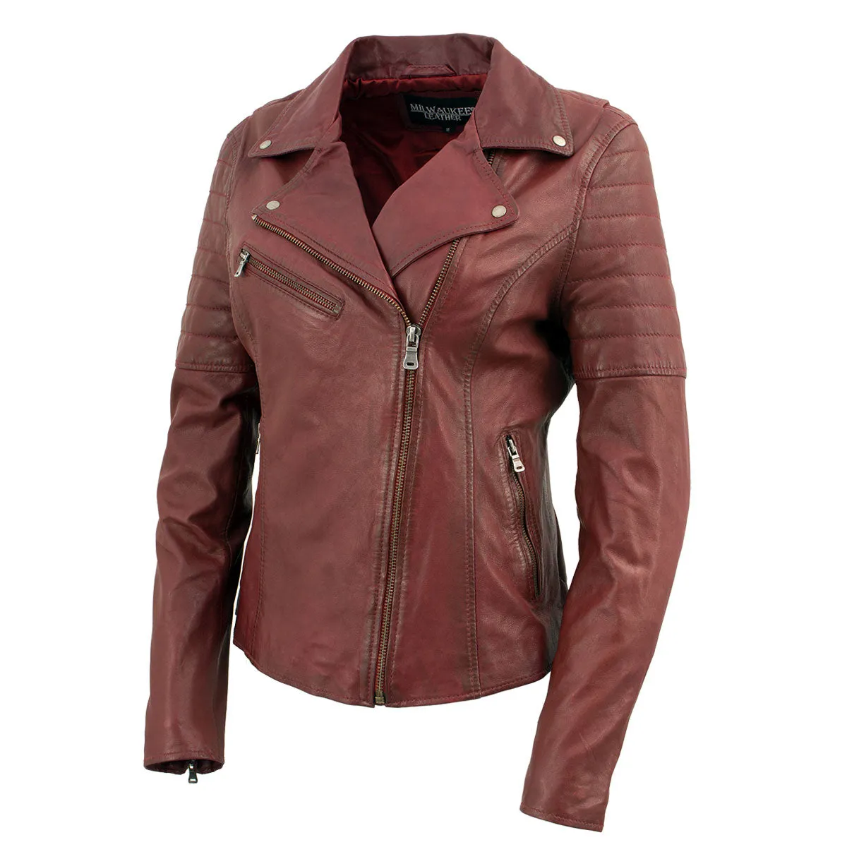 Milwaukee Leather Red Vintage Motorcycle Inspired Vegan Tan Fashion