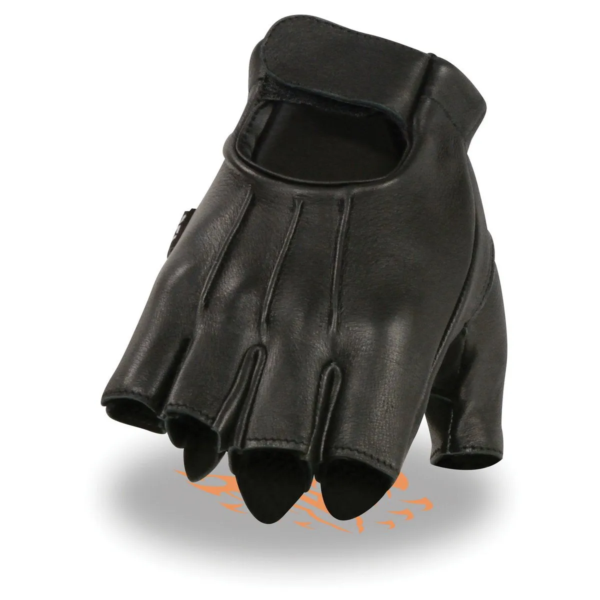 Milwaukee Leather SH878 Men's Black Leather Gel Padded Palm Fingerless Motorcycle Hand Gloves ‘Welted Genuine USA Deerskin’